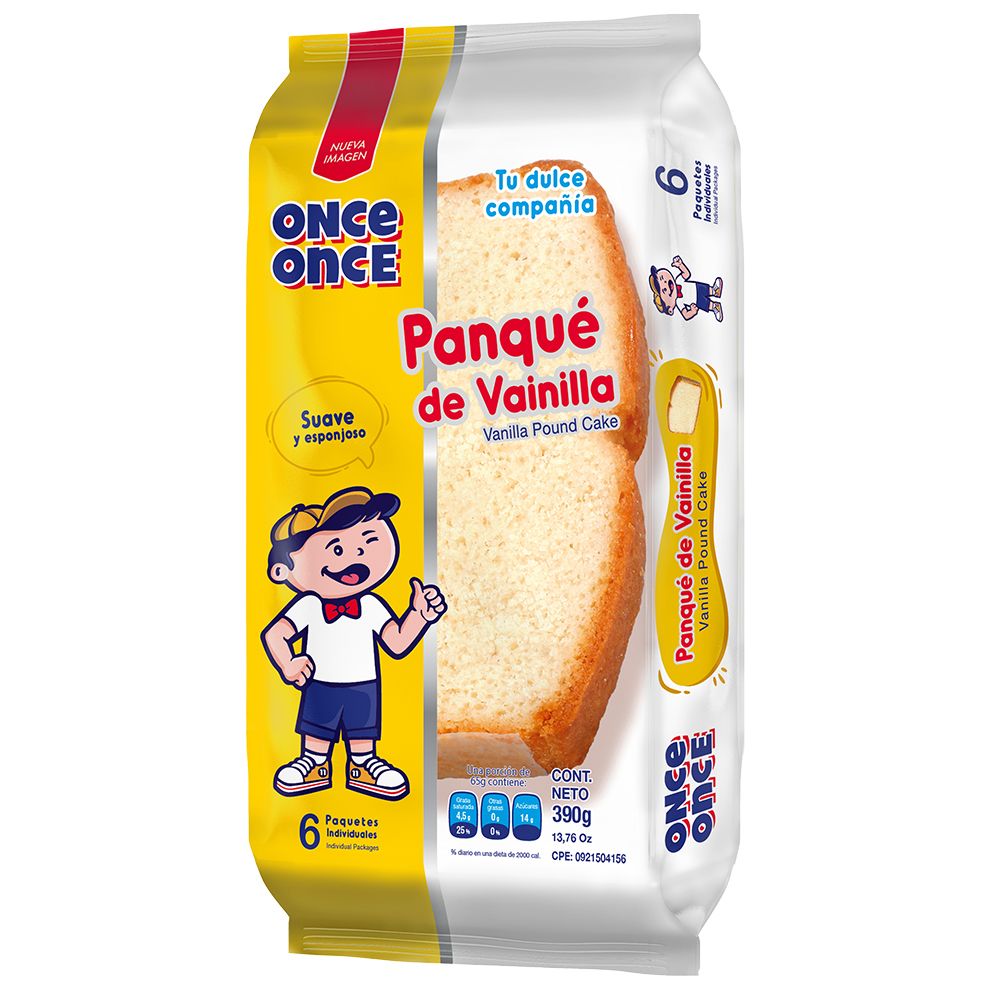 Once Once Panque De Vainilla 65 grs x 6 und 390 grs