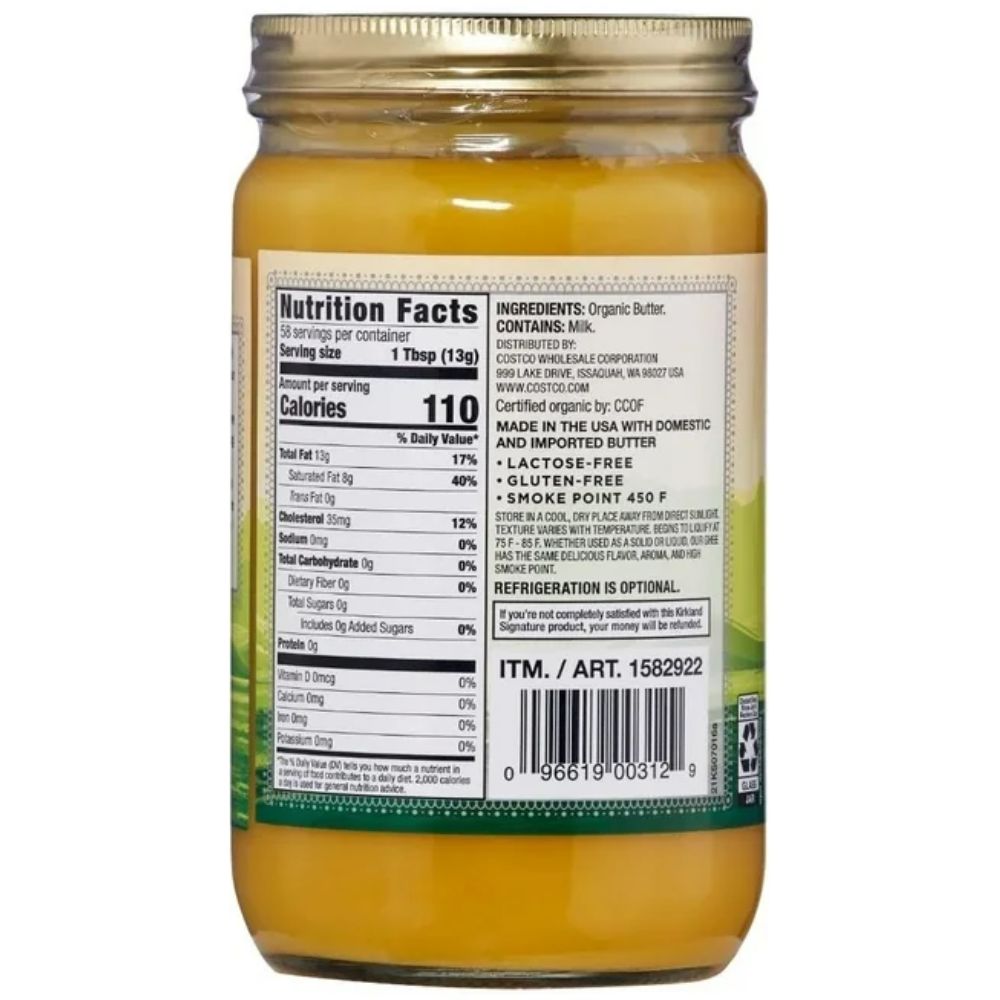 Kirkland Organic Ghee Mantequilla Clarificada 765 g