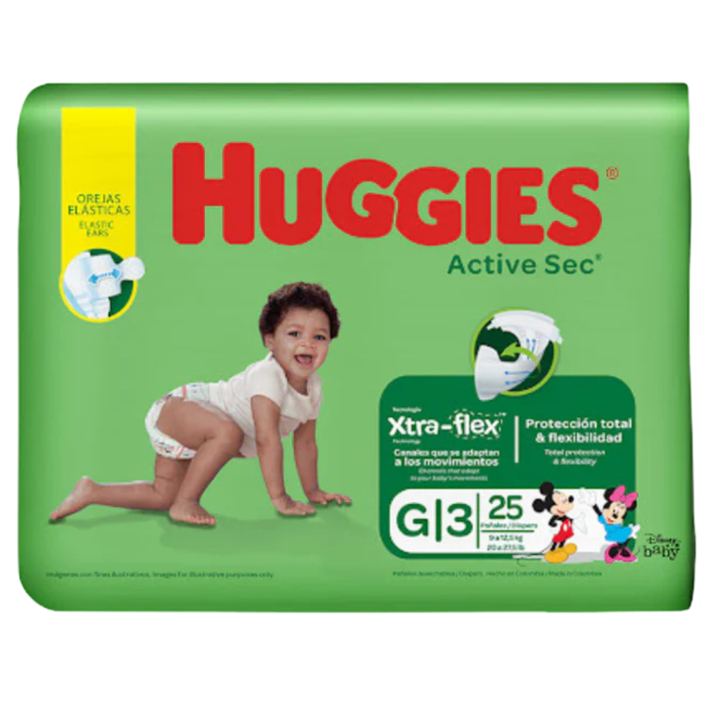 Pañales Huggies Active Sec Talla G 25 und