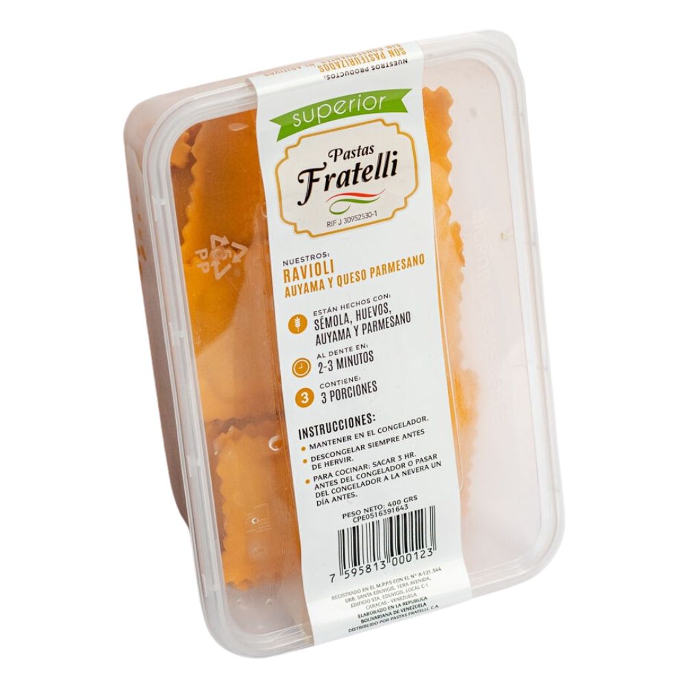 Pastas Fratelli Ravioli Auyama y Queso Parmesano 400gr