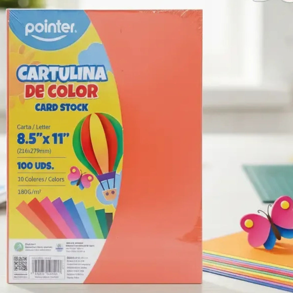 Pointer Cartulinas De Colores Tamaño Carta 100Und