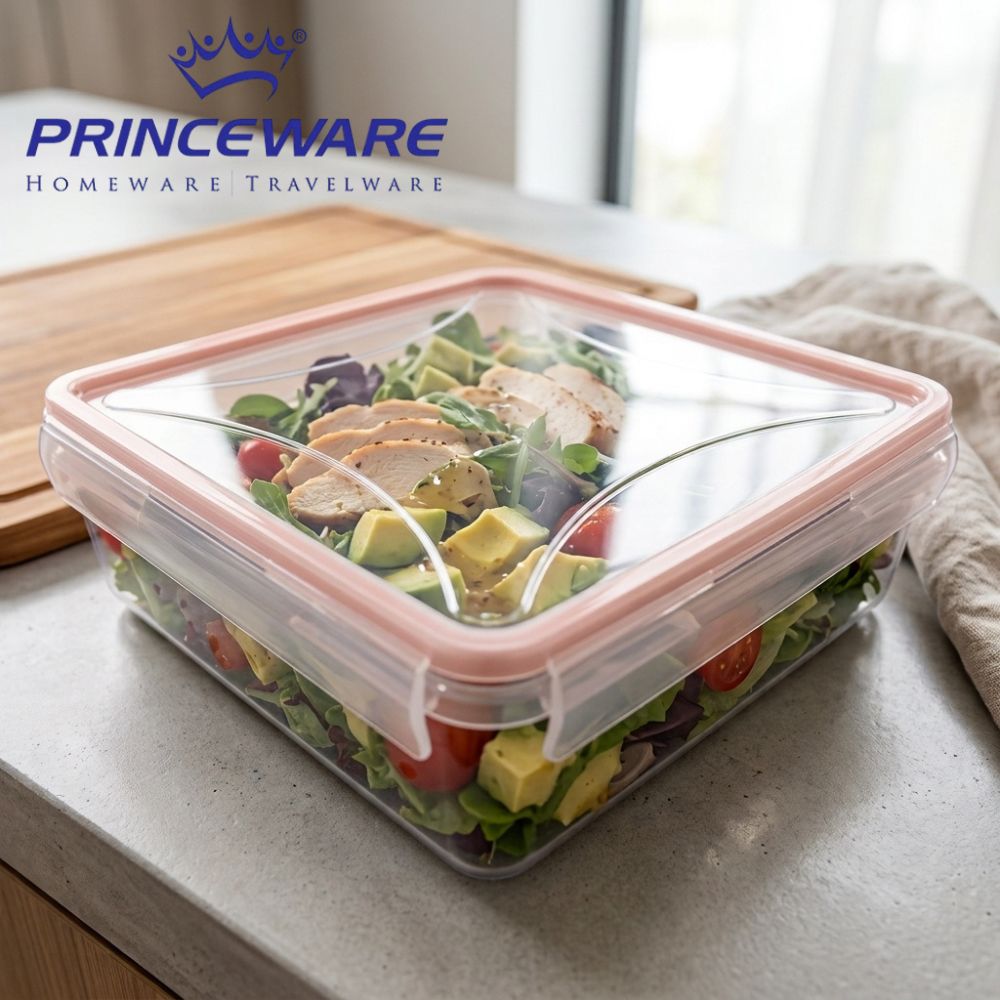 Contenedor De Alimentos Cuadrado Princeware Con Tapa Hermética Orange 1395ml