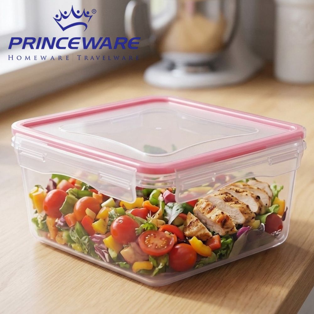 Contenedor De Alimentos Cuadrado Princeware Con Tapa Hermética Orange 2080ml