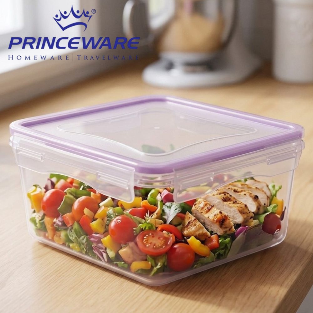 Contenedor De Alimentos Cuadrado Princeware Con Tapa Hermética Purple 2080ml