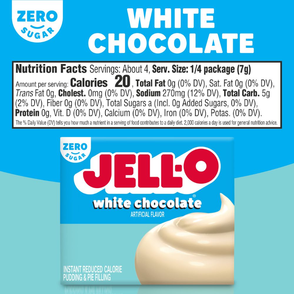 Pudding Jell-o White Chocolate Zero Sugar 28gr