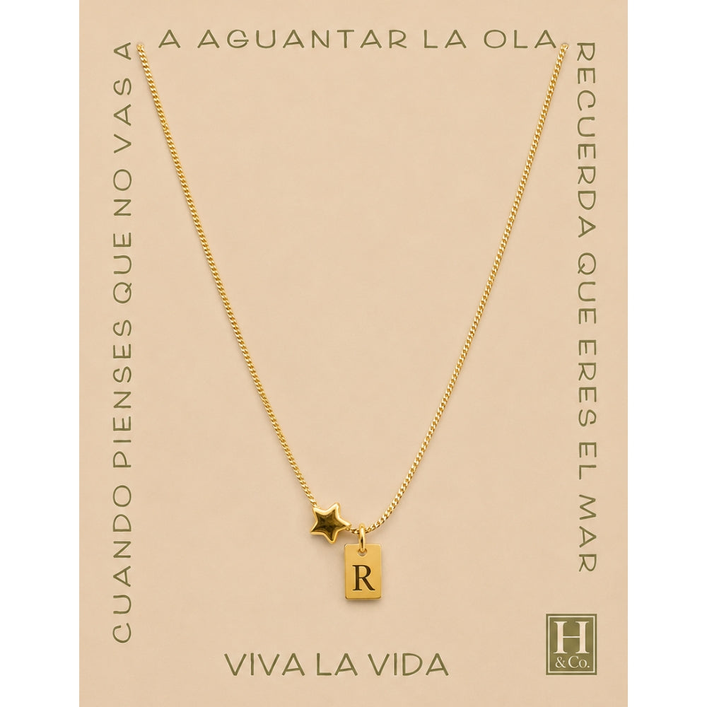 H&Co Collar de Cadena Plaquita Inicial R