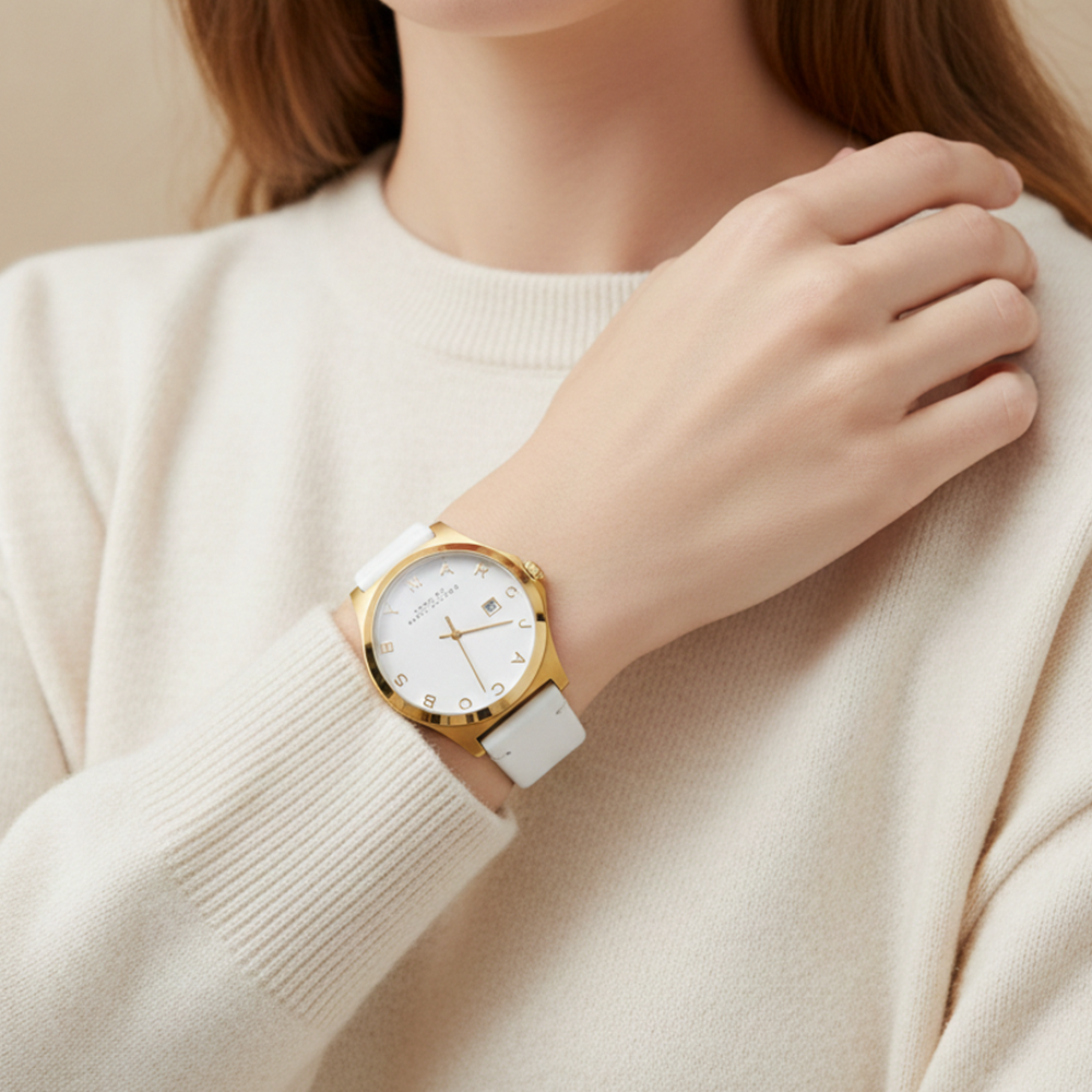Marc Jacobs Reloj Baker Para Damas White & Gold
