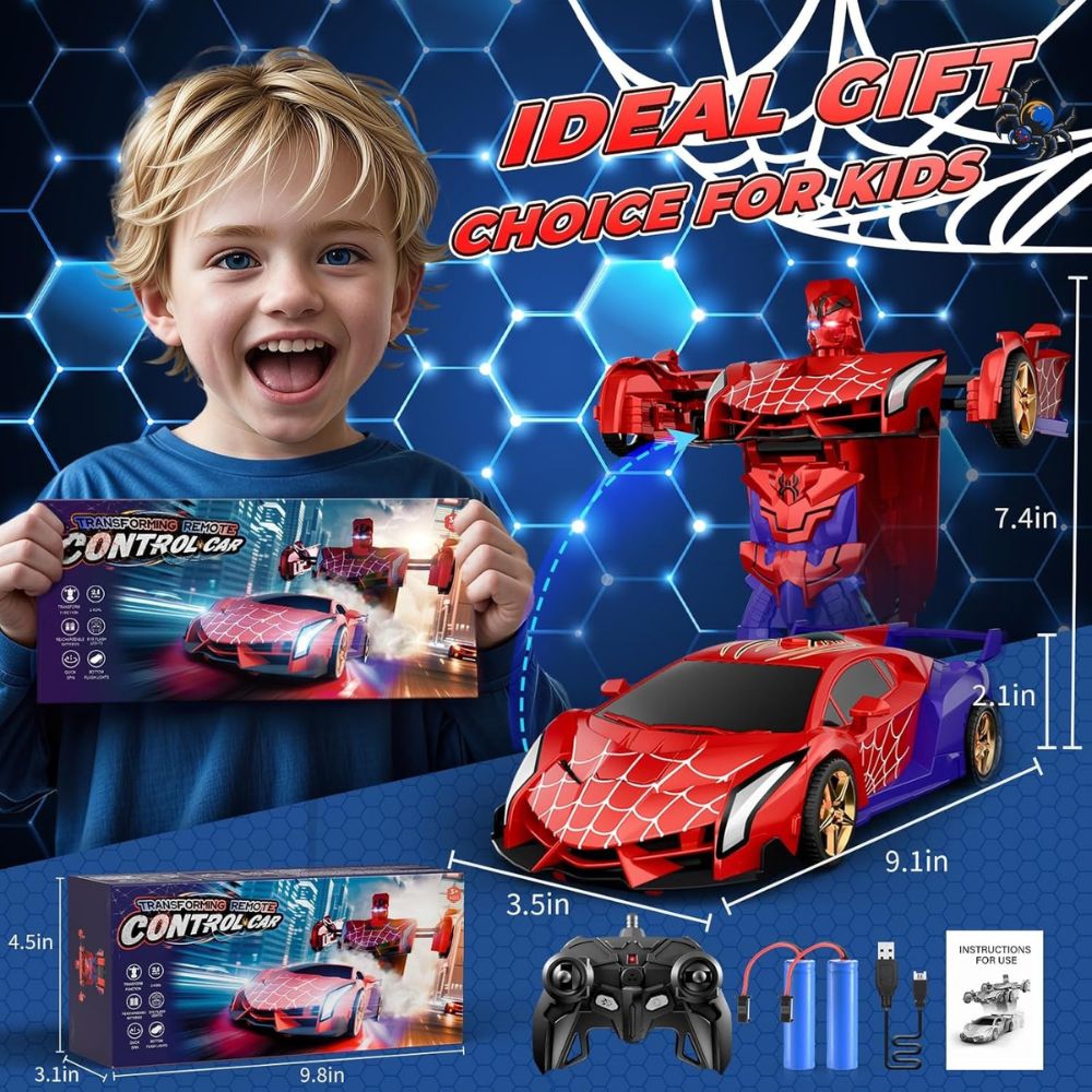 Rc Cars Transforming Remote Control Car Spiderman 3+
