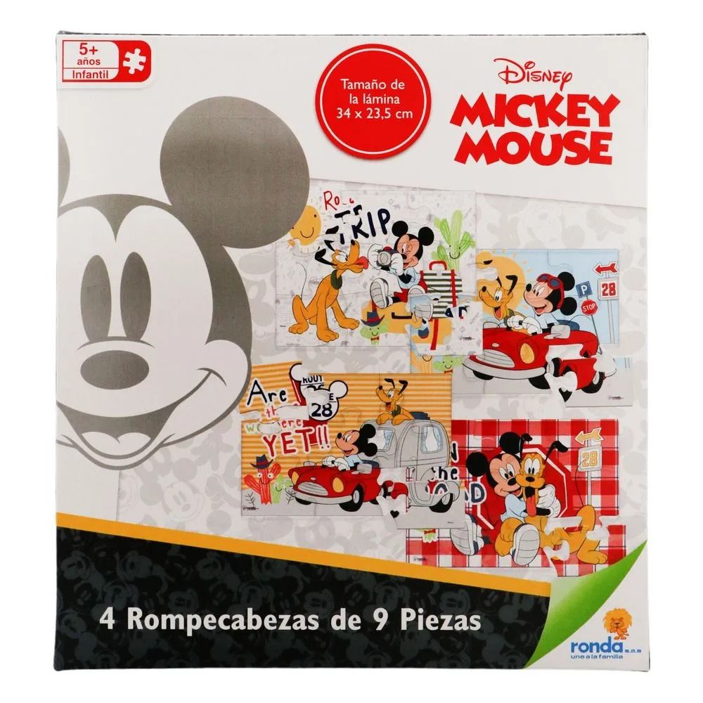 Ronda Rompecabezas Disney Junior Mickey Mouse 5+ 4 x 9Pzs