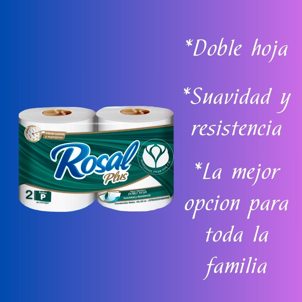Rosal Plus Papel de Baño Verde 215 hojas 2 Rollos