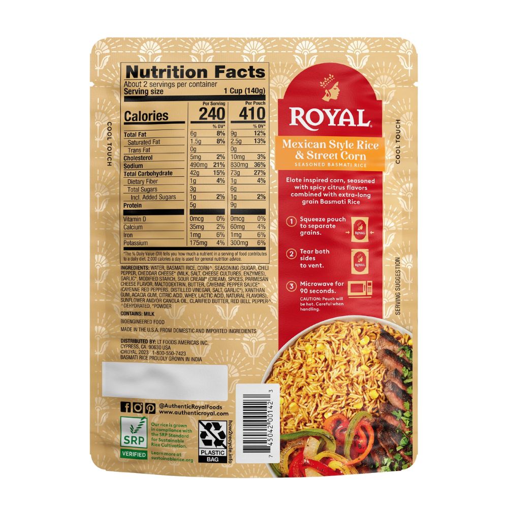 Royal Basmati RiceArroz Mexican Style Rice & Street Corn Seasoned 240gr