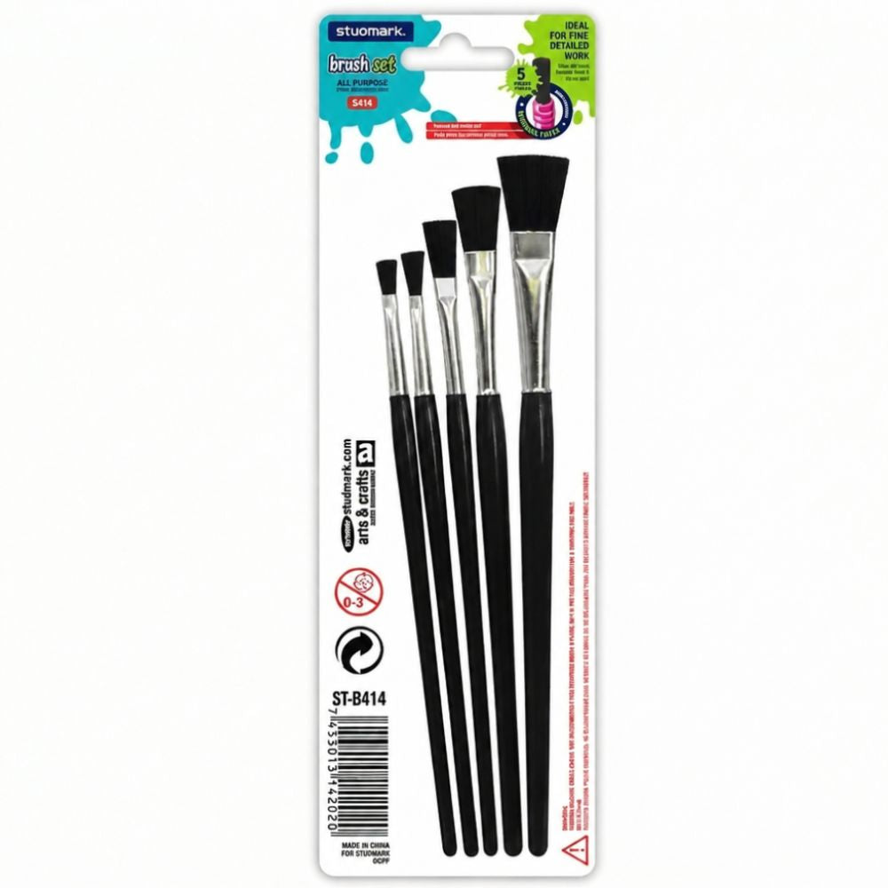 Studmark Set De Pinceles Planos Multiusos Rosadas 5Und