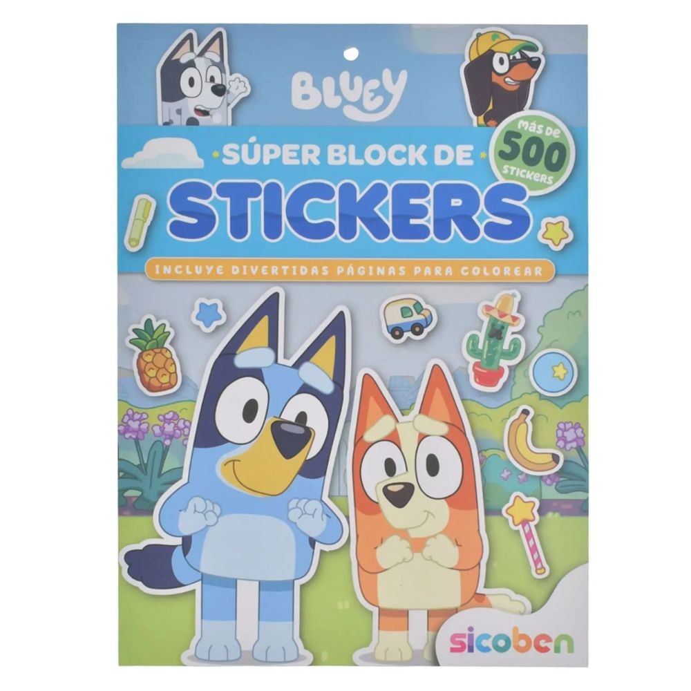 Super Block De Stickers 500+ De Bluey