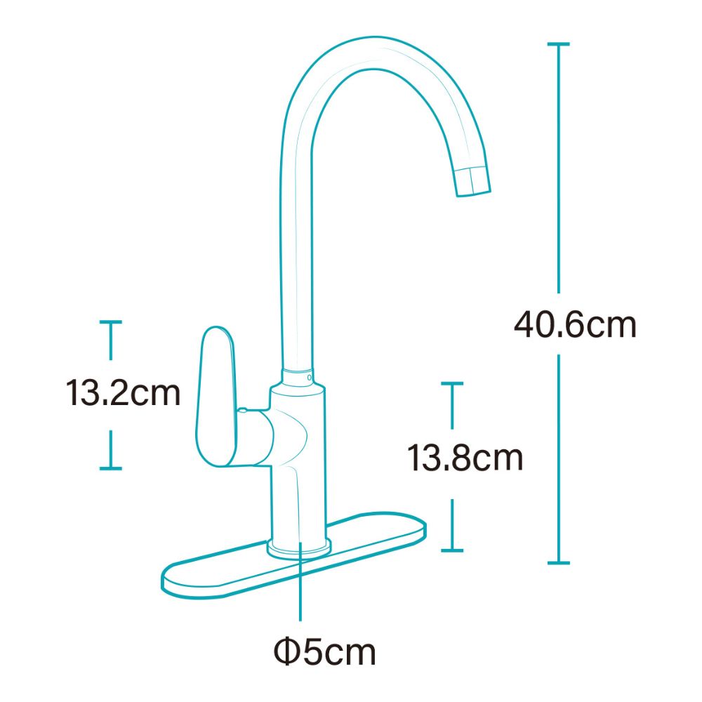 Solvex Plus Grifería Cromada Monomando Cuello Cisne Con Flange De Acero Inoxidable Para Fregadero De 10" 40 Cm