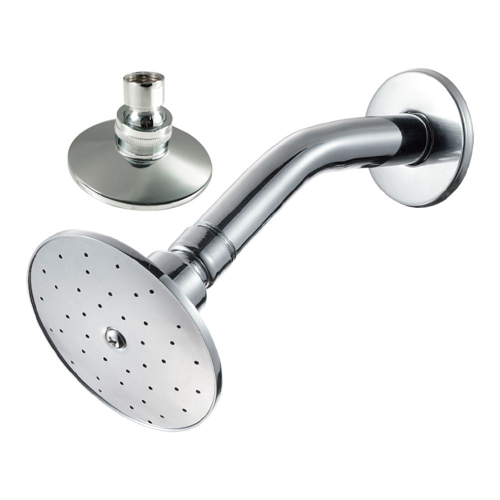 Solvex Juego De Ducha Cromada De Zinc Cabezal Redondo 3½" Con Flujo Ajustable Brazo De Metal 16cm