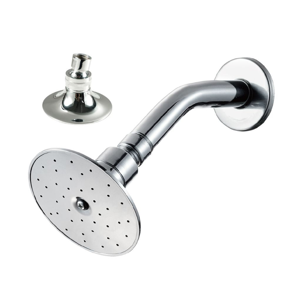 Solvex Juego De Ducha Cromada De Zinc Cabezal Redondo 3½" Con Reductor Removible Ajuste Caudal Brazo De Metal 16cm