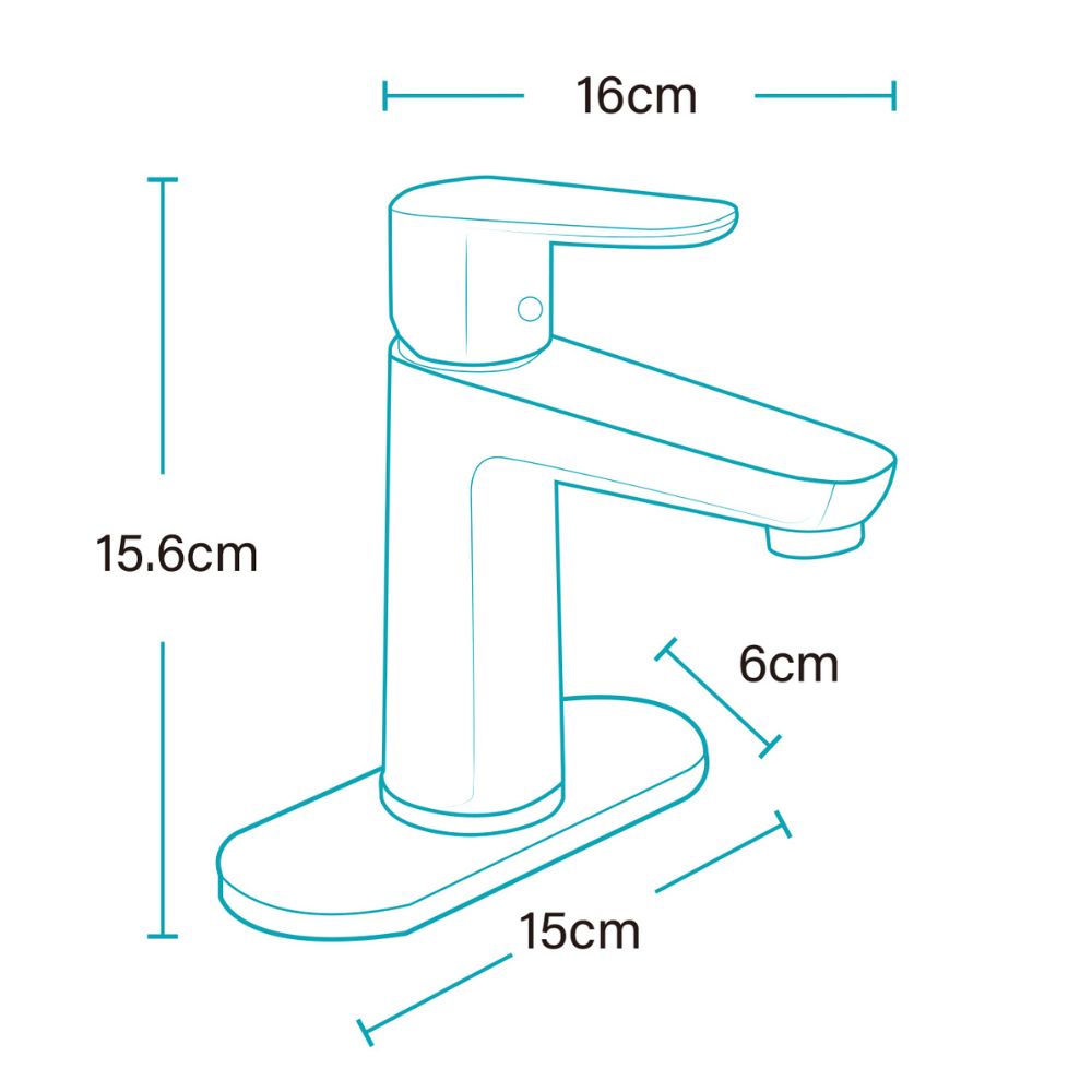 Solvex Plus Grifería Cromada Monomando Para Lavamanos Con Flange Acero Inoxidable de 6" 18,5 Cm