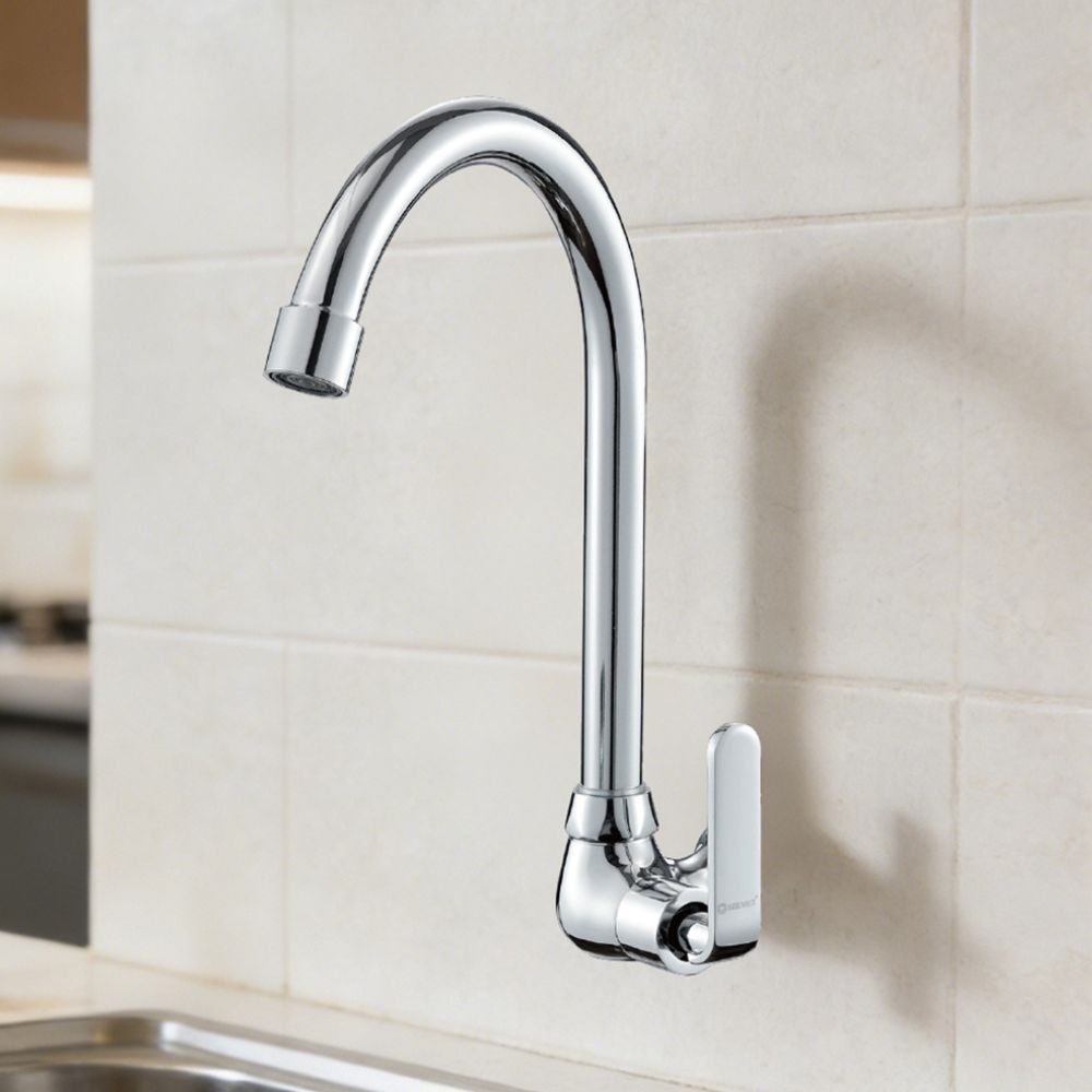 Solvex Smart Llave Cromada Individual Para Lavamanos De Pared Cuello Cisne Alto