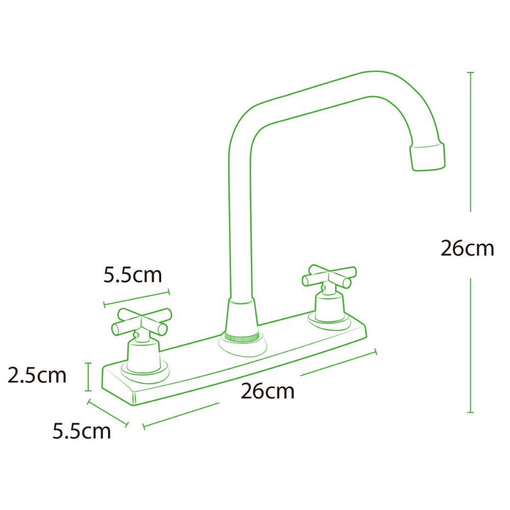 Solvex Smart Grifo Cromado Para Fregadero De latón De 8" Manijas Cruz Giro Completo De Zinc