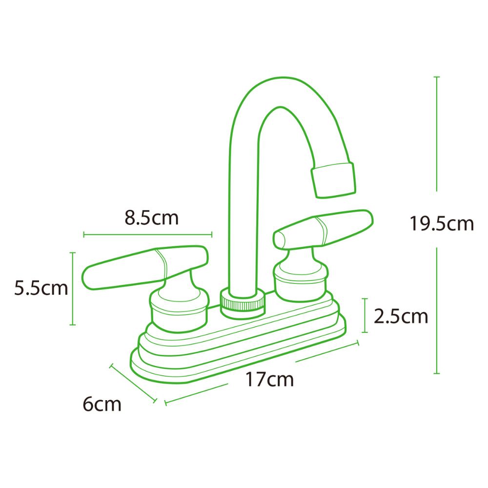 Solvex Smart Grifo Cromado Para Lavamanos De Acero Inoxidable De 4" Manijas De Plástico de 1/4 De Vuelta