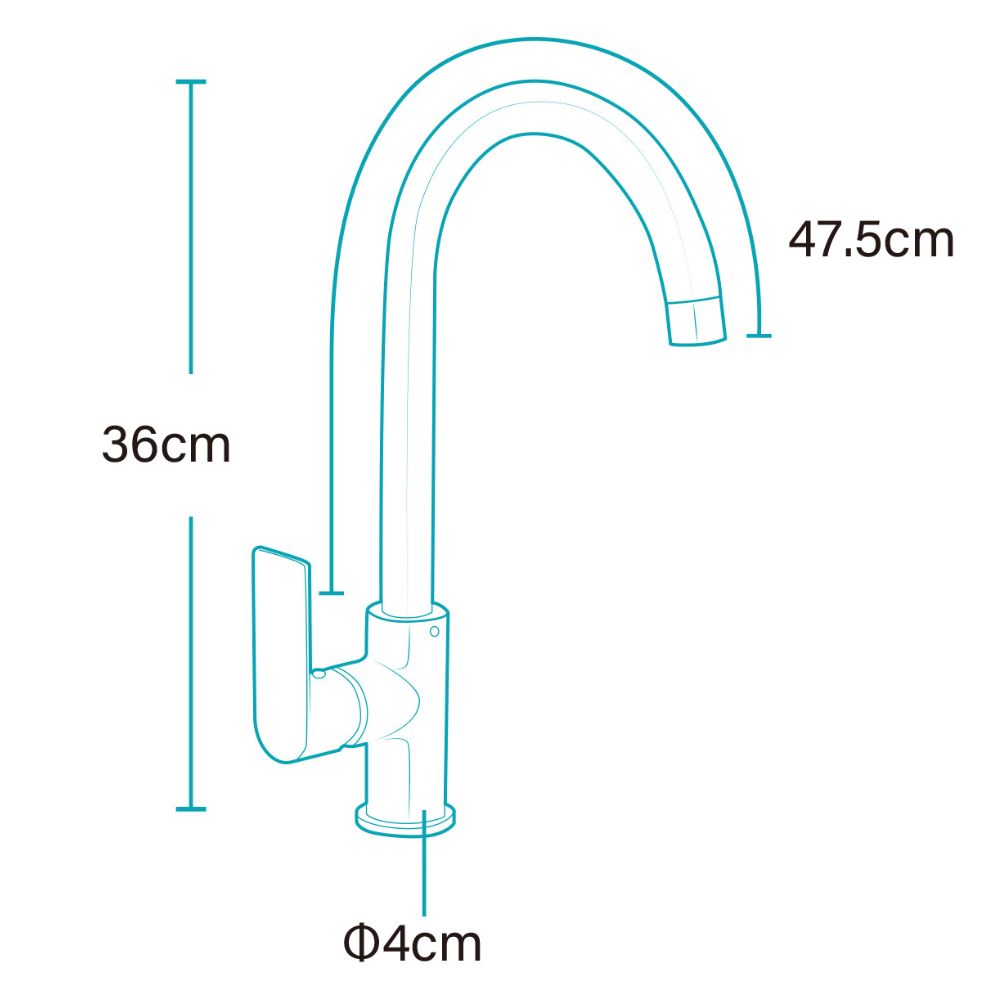 Solvex Plus Grifería Cromada Monomando Cuello Cisne Para Fregadero 36cm