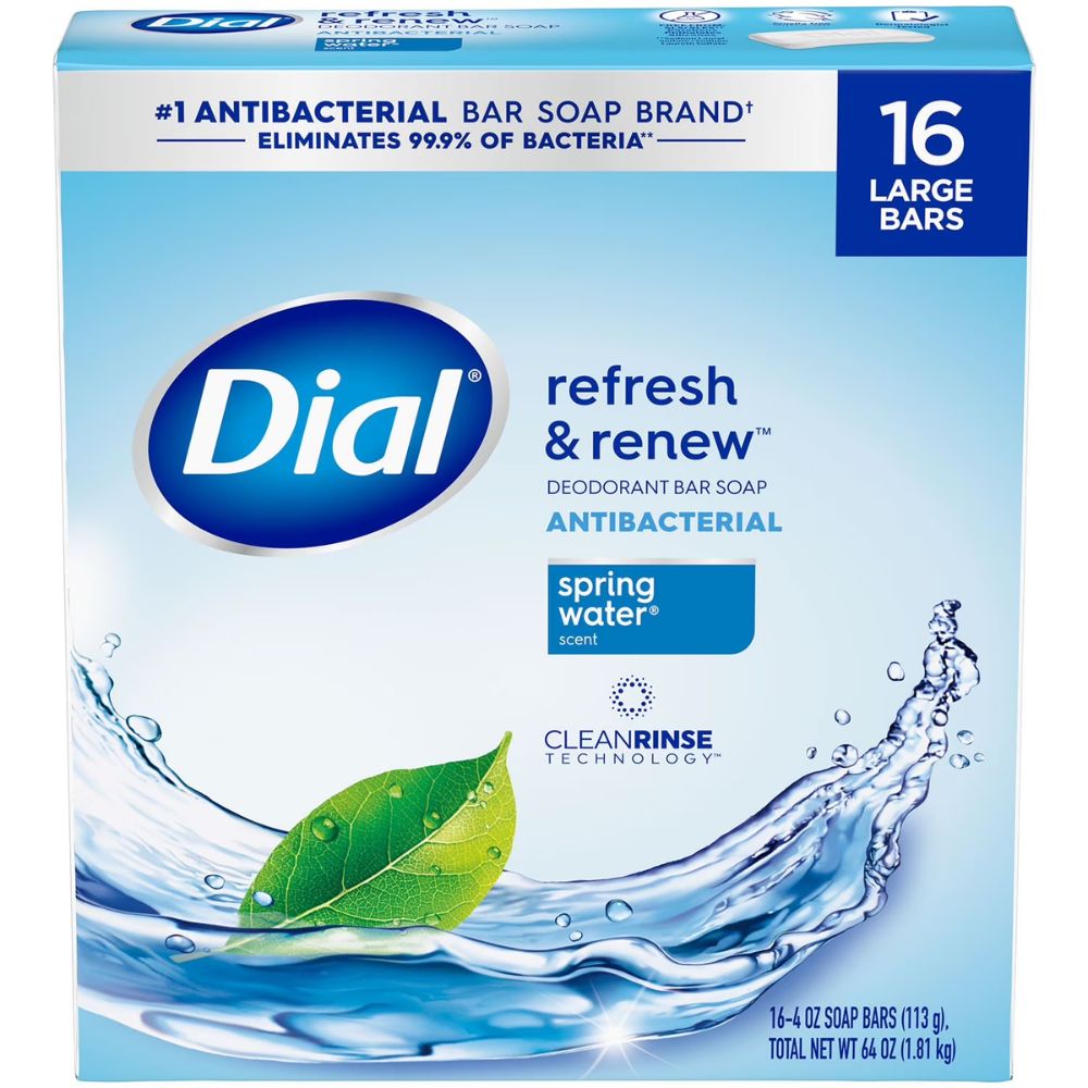 Dial Jabon 16 Bar Soap Refresh & Renew Antibacterial Sprin Water Scent