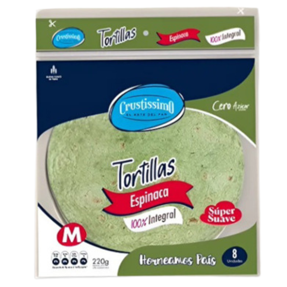 Tortillas Espinaca Integrales M Crustissimo 8 Und