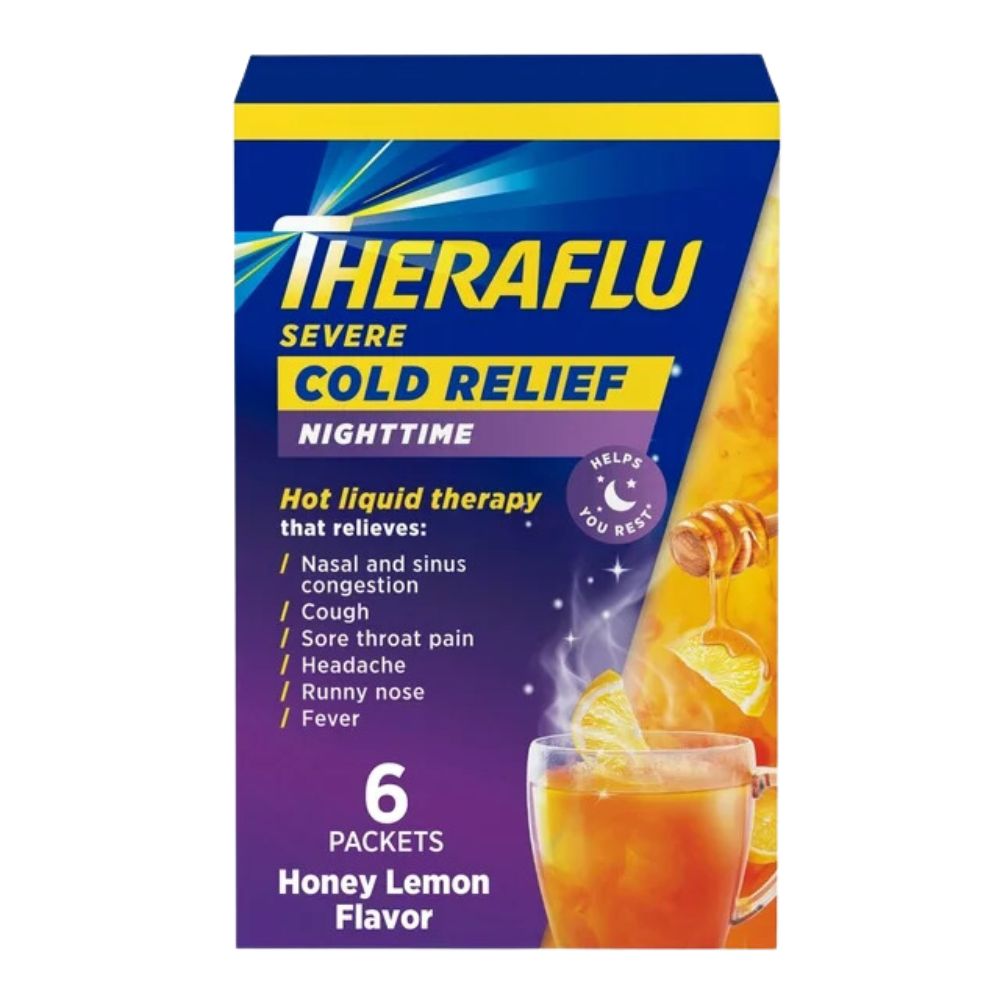 Theraflu Infusion Antigripal Severe 6 Sobres con Acetaminofen Nighttime
