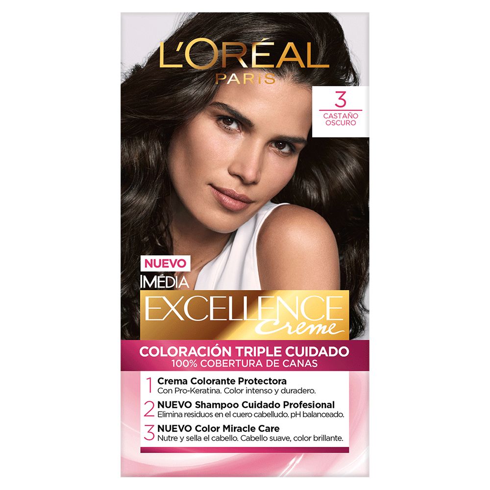 Tinte L'Oreal Excellence Creme 3 Castaño Oscuro