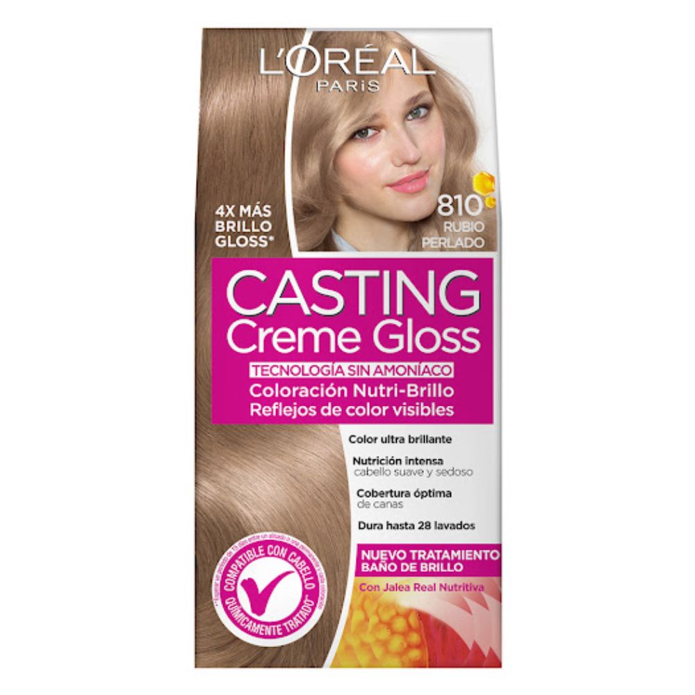 Tinte L'oreal Casting Creme Gloss Sin Amoniaco Nro. 810 Rubio Perlado
