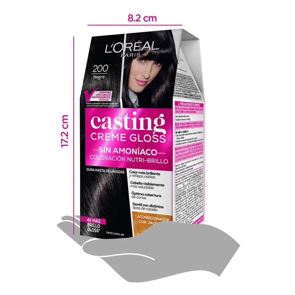 Tinte L'oreal Casting Creme Gloss Sin Amoniaco Nro. 200 Negro