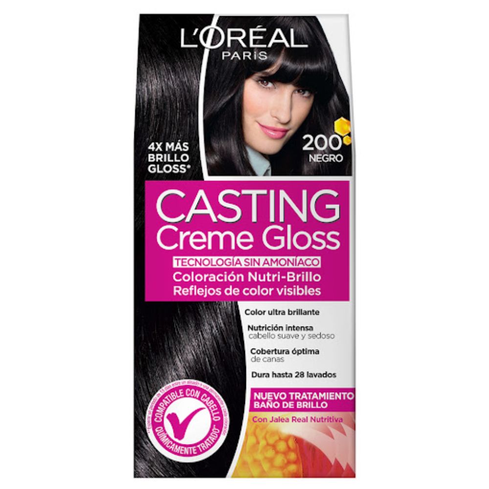 Tinte L'oreal Casting Creme Gloss Sin Amoniaco Nro. 200 Negro