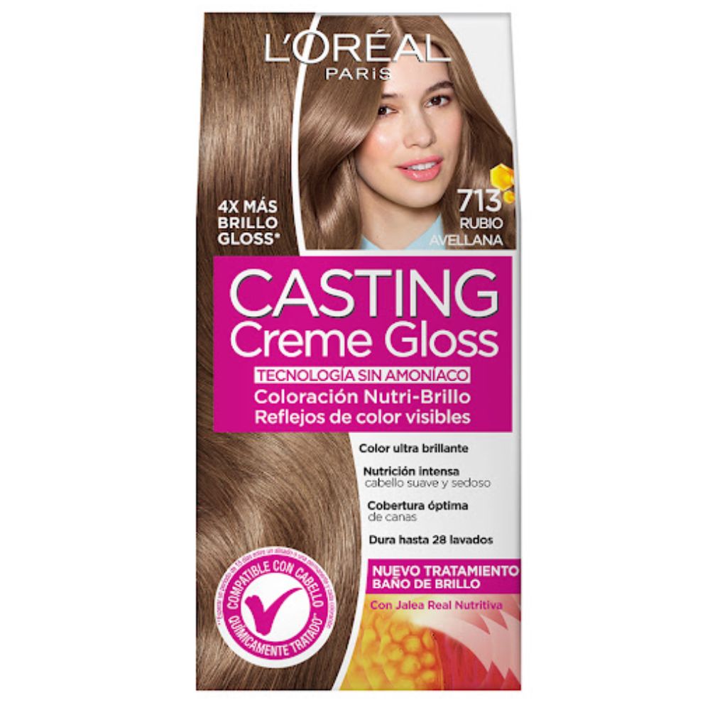 Tinte L'oreal Casting Creme Gloss Sin Amoniaco Nro. 713 Rubio Avellana