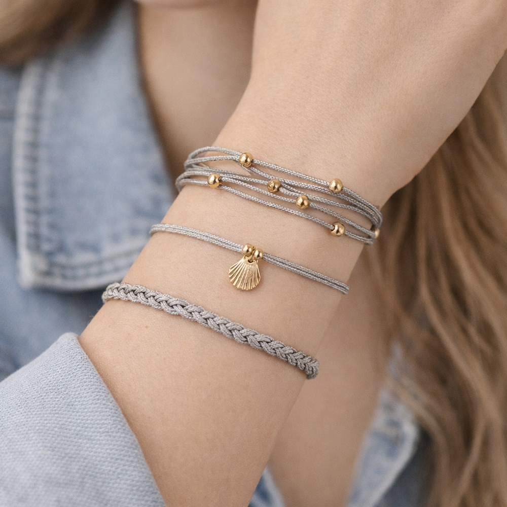 H&Co Trio De Pulseras Para Damas Metalizadas Color Sand