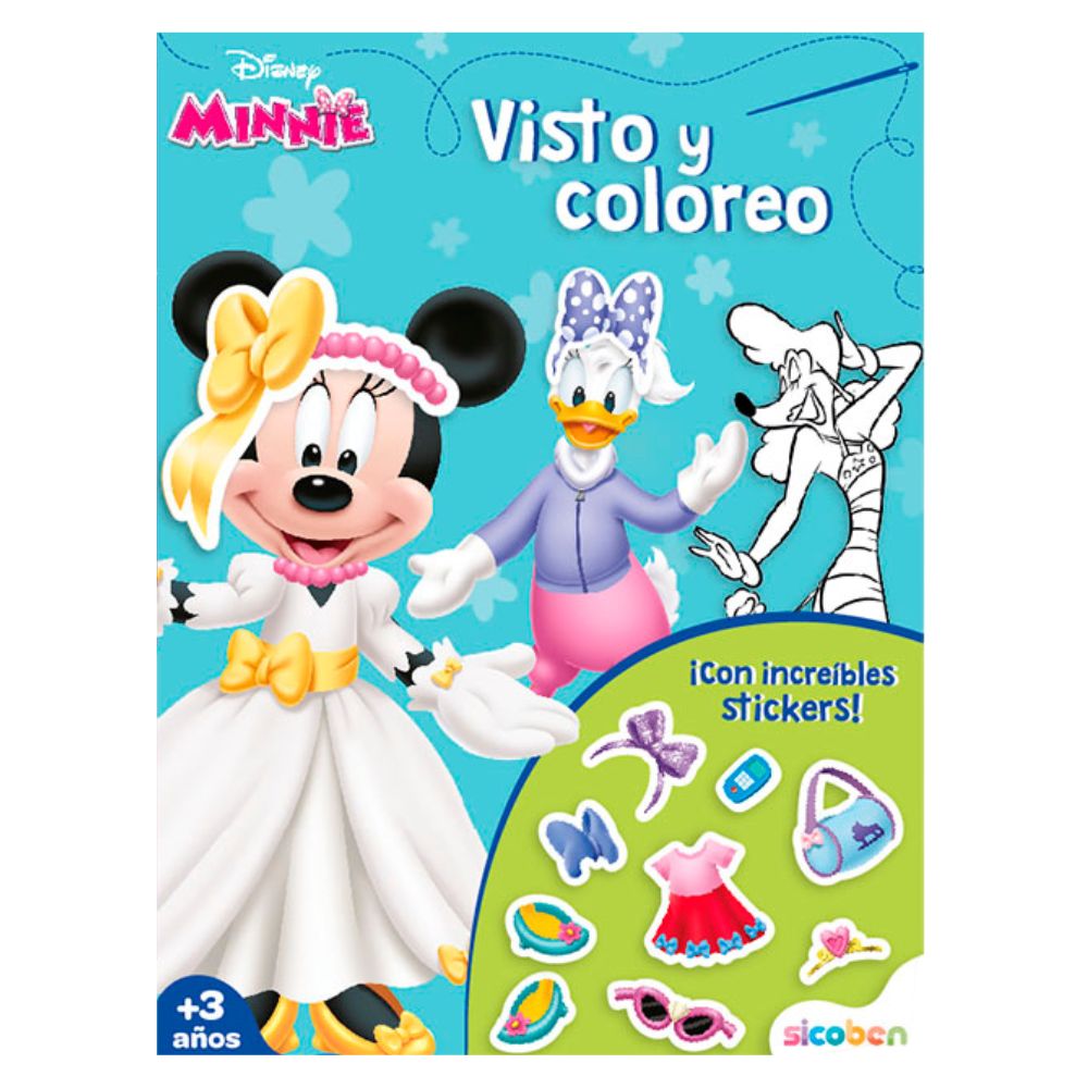Libro De Actividades Visto Y Coloreo Minnie 16 pag + Stickers