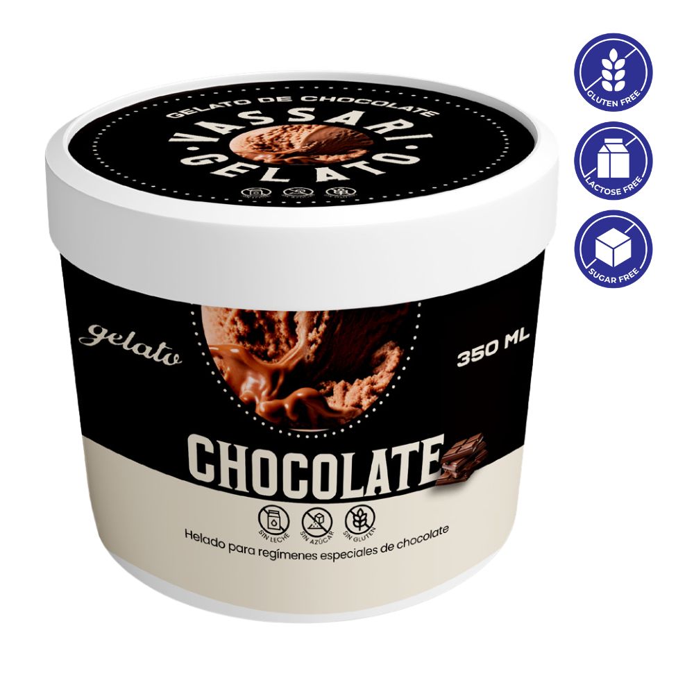 Vassari Gelato Helado Vegano Chocolate Sin Azucar 350 ml