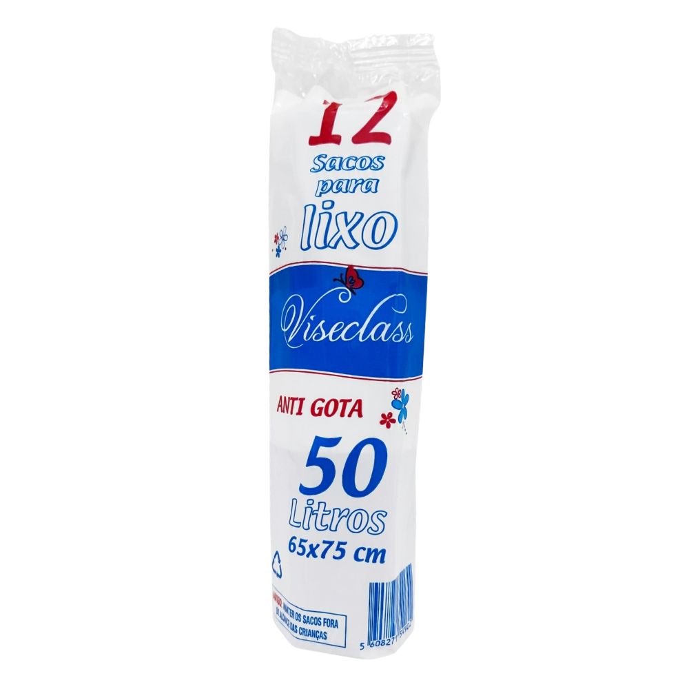 Visiclass Rollo de 12 Bolsas para basura de 50 Litros 65 x 75 cms