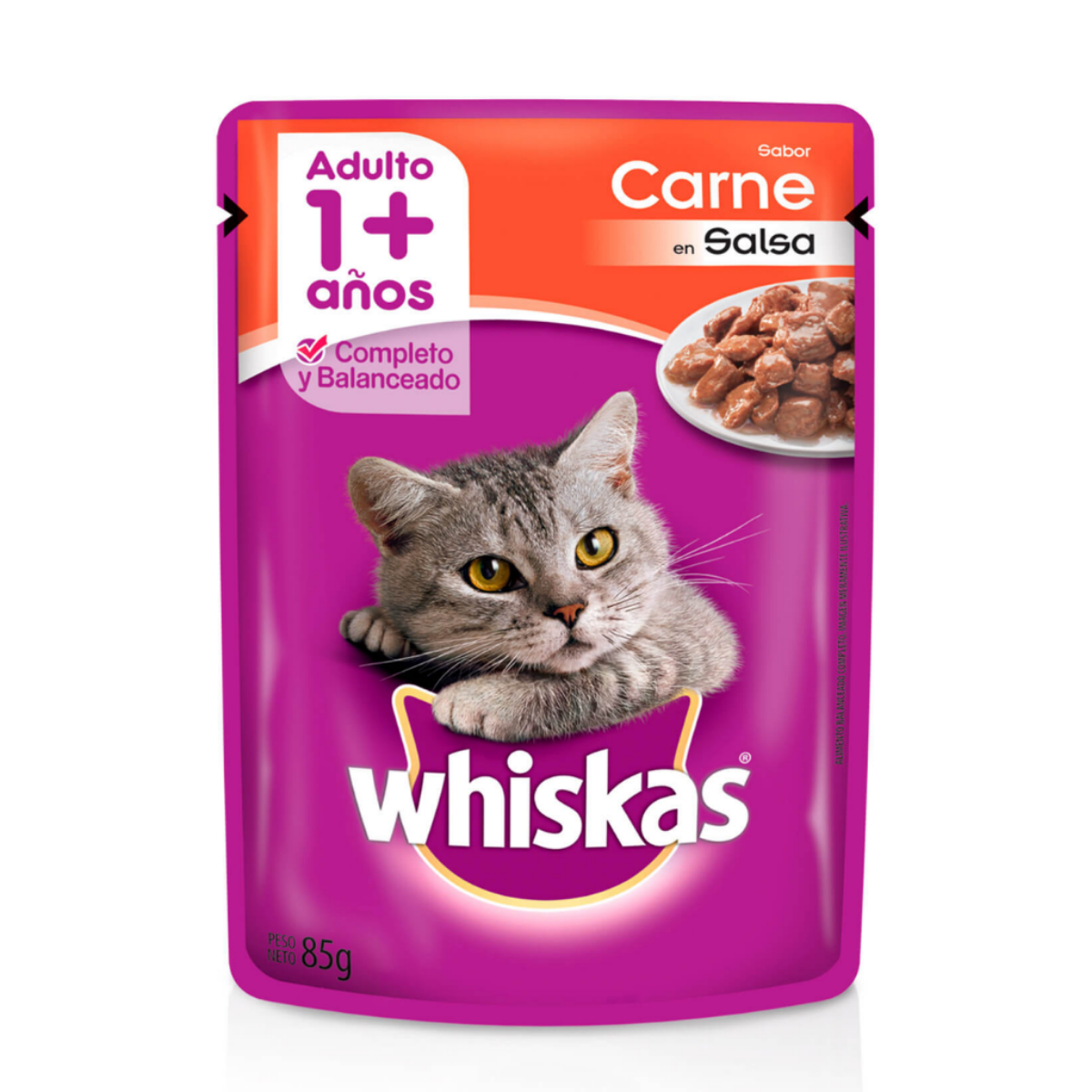 Whiskas Alimento Para Gato Sabor Carne en Salsa 85gr