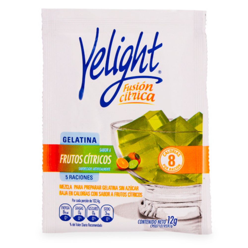 Yelight Gelatina En Polvo Sin Azúcar Frutos Cítricos 12gr