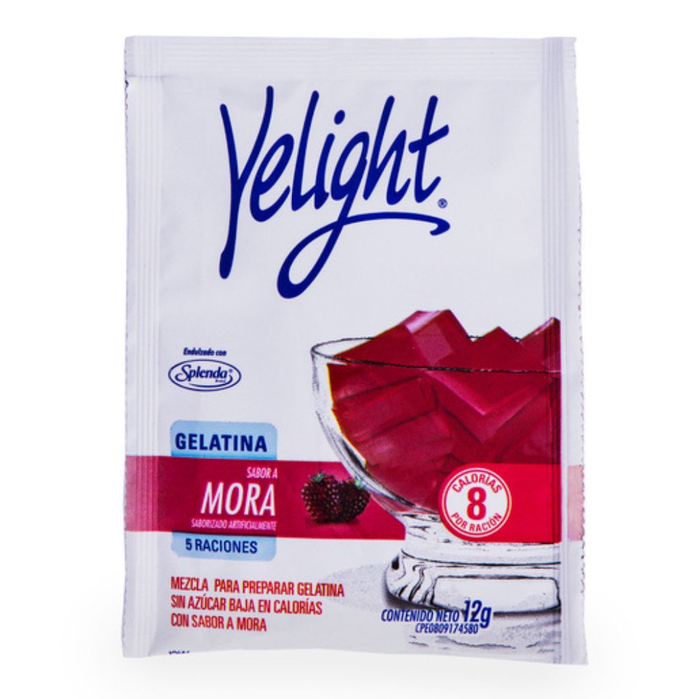 Yelight Gelatina En Polvo Sin Azúcar Mora 12gr