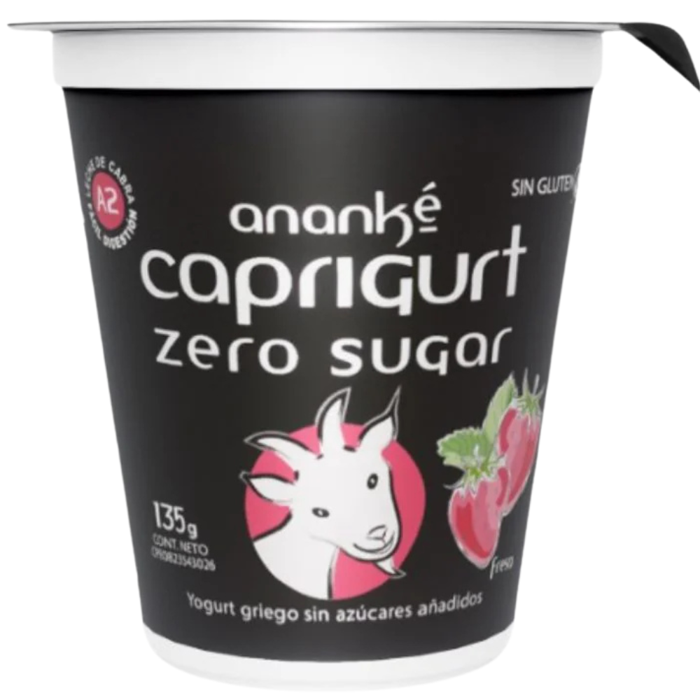 Yogurt Ananké Caprigurt Zero Estilo Griego Leche De Cabra Fresa 135g