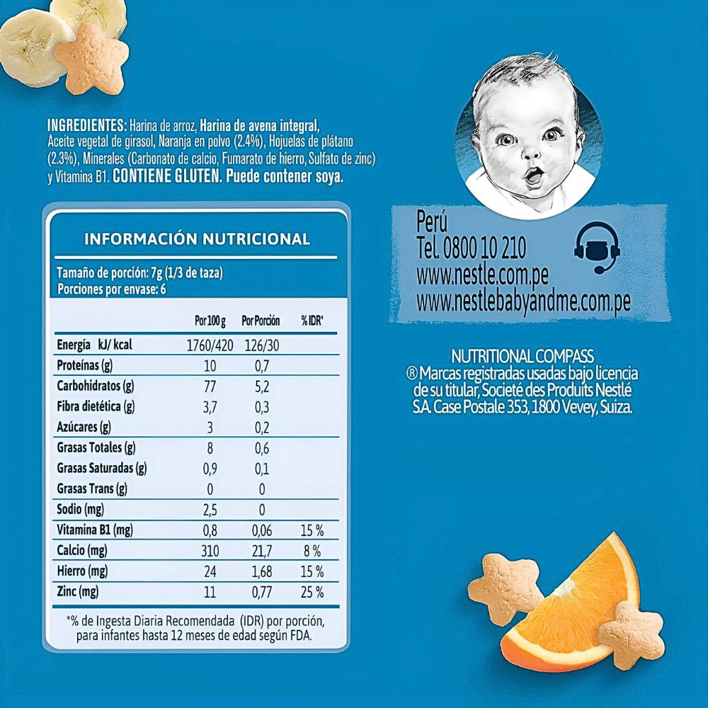 Gerber Galletas Nutrisnack Banana - Naranja Sin Azucar 42gr 8+