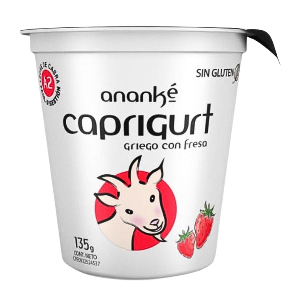 Yogurt Ananké Caprigurt Estilo Griego Leche De Cabra Fresa 135g