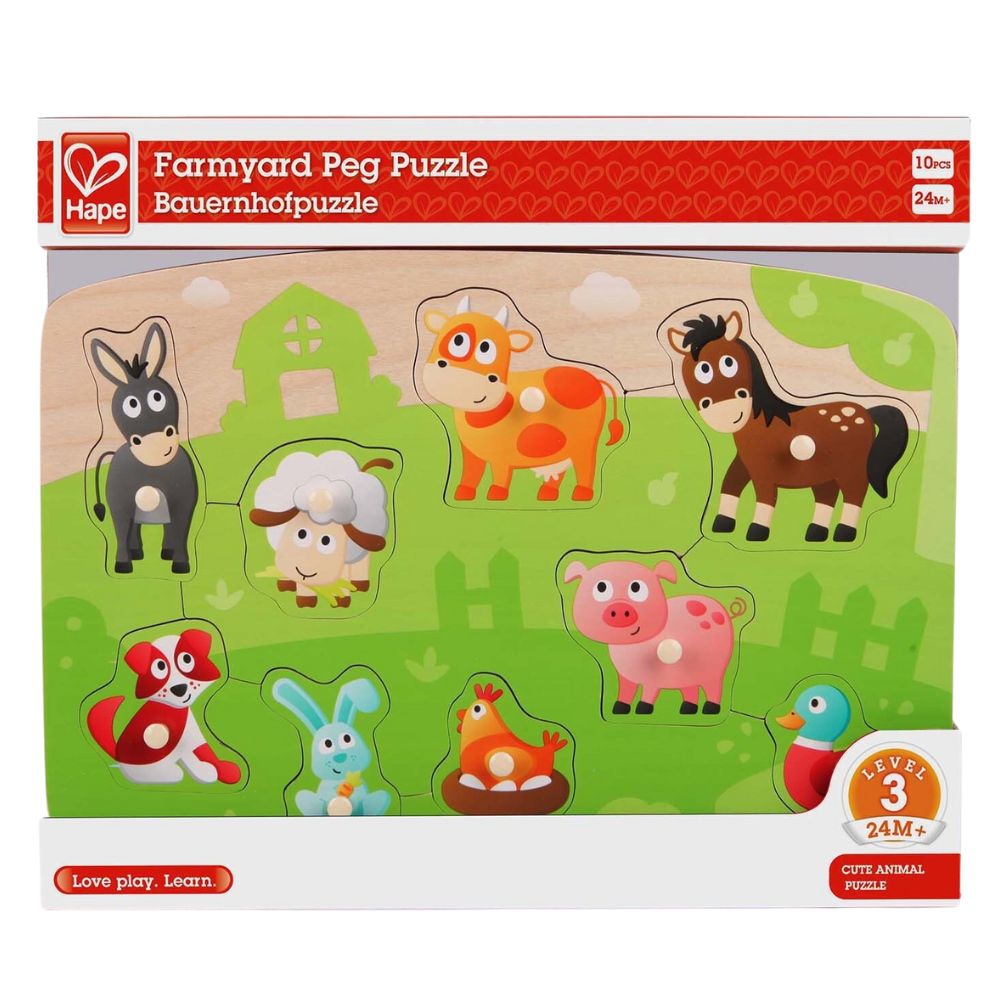 Hape Farmyard Peg Puzzle 10 Pieces 24m+