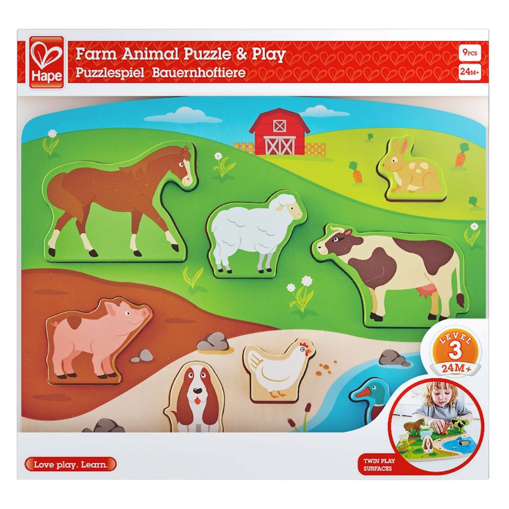 Hape Farm Animal Puzzle & Play 9 Pieces 24m+
