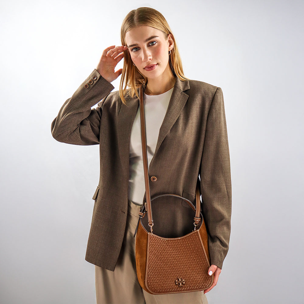 Tory Burch Cartera Thea Woven Small Bucket Bag