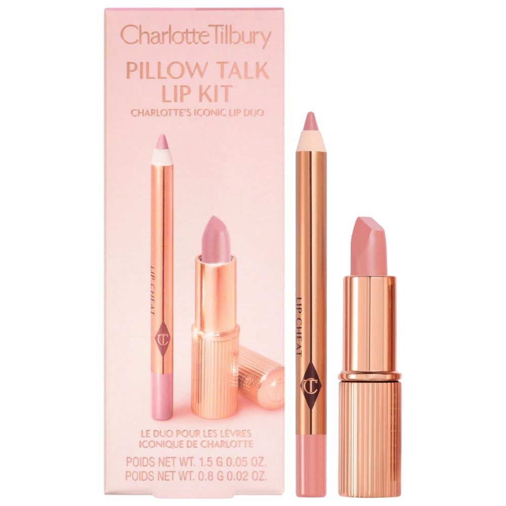 Charlotte Tilbury Pillow Talk Lip Set Iconic Lip Cheat Pillow Talk Fair + K.I.S.S.I.N.G Pillow Talk Fair