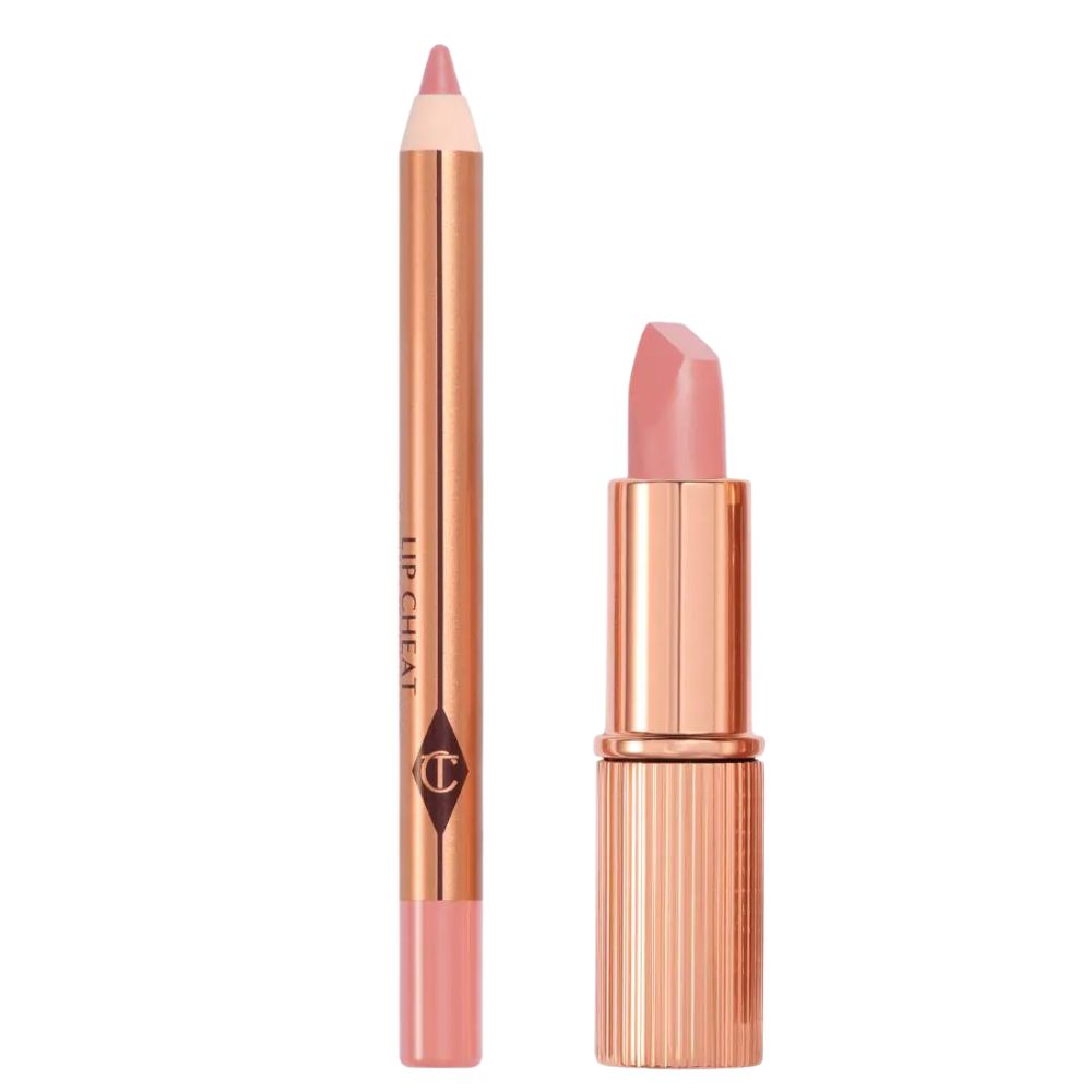 Charlotte Tilbury Pillow Talk Lip Set Iconic Lip Cheat Pillow Talk Fair + K.I.S.S.I.N.G Pillow Talk Fair