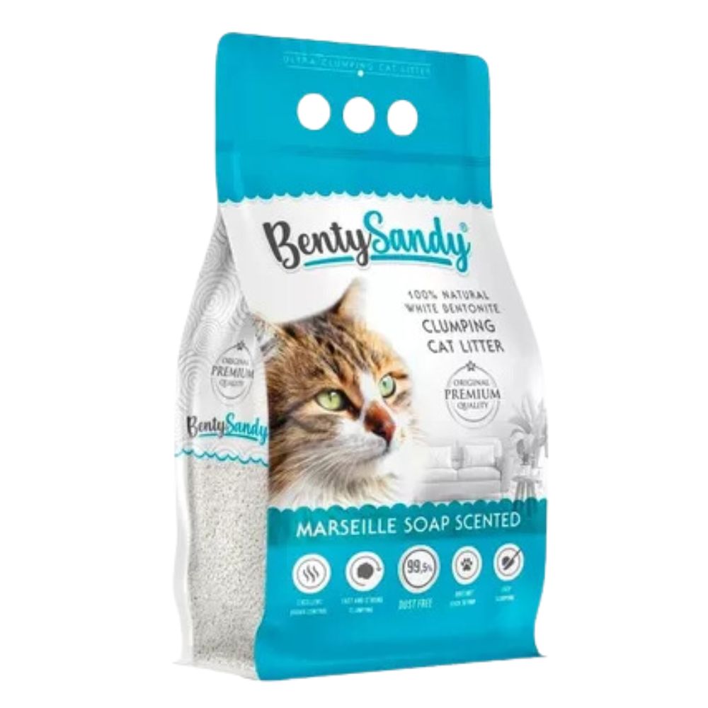 Arena Para Gatos Benty Sandy Ultra Absorbente Con Aroma a Jabon de Marsella 8.7Kg