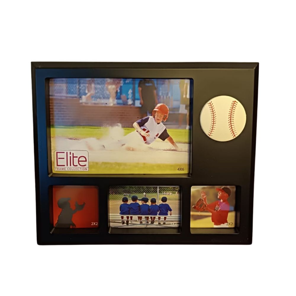 Porta Retrato Beisbol Color Negro 4 Fotos